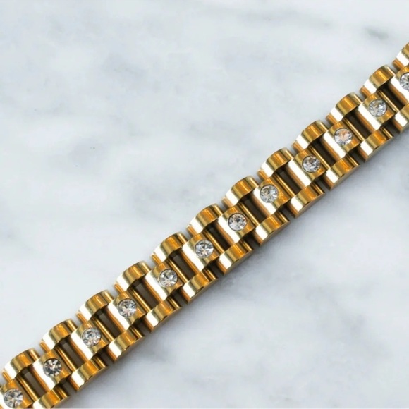 Aesthetic Slake Link Crystal 18K Gold Stainless Steel Waterproof  Bracelet - Picture 7 of 12
